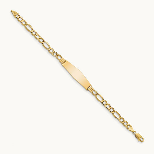 Polished Semi-Solid Soft Diamond Shape Figaro ID Bracelet — 7mm