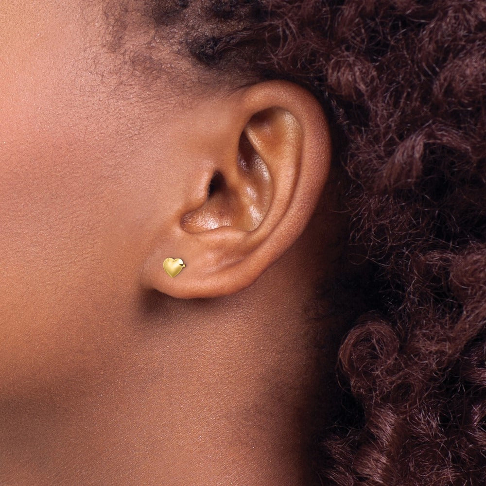 Polished Heart Post Stud Earrings — 14K Yellow Gold, 4.5mm