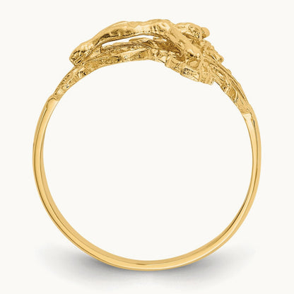 Diamond-cut Crucifix Ring, 14K