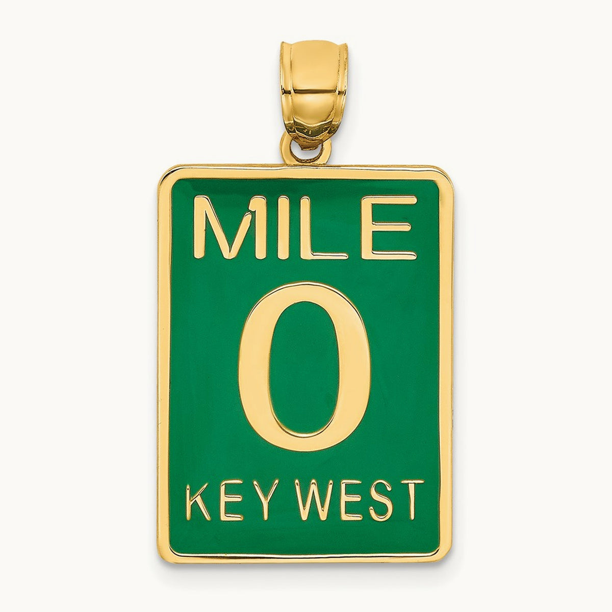 Enamel Mile Marker 0/ KEY WEST Charm, 14K