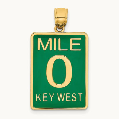 Enamel Mile Marker 0/ KEY WEST Charm, 14K