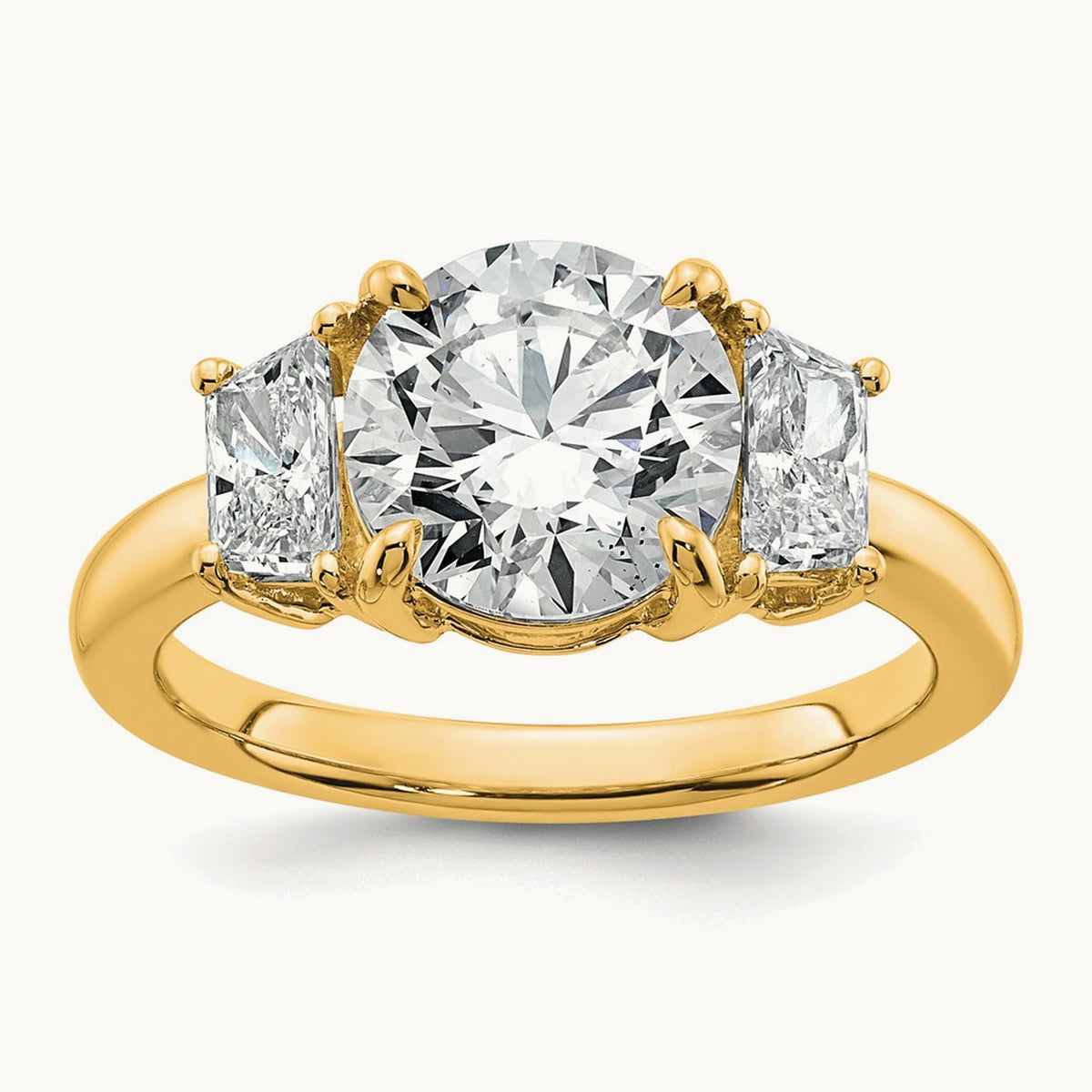 Trapezoid Sidestones Engagement Ring, 0.25-3.75 ct tw Lab-Grown Diamond — 3 1/2 ct, VS (Best) · Certified, 14K Yellow Gold
