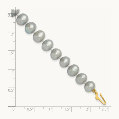 7- Near Round Grey Freshwater Cultured Pearl Bracelet, 8mm, 14K