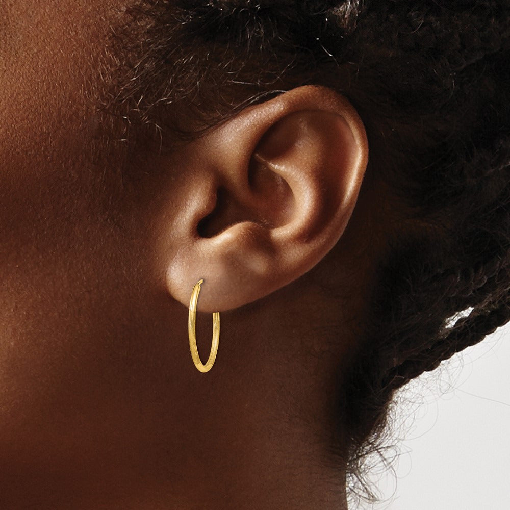 Satin Diamond-cut Endless Hoop Earrings — 18mm, 1.5mm