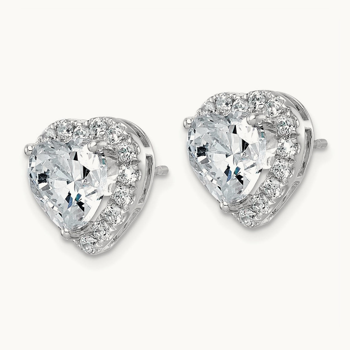 Heart Halo Post Earrings, 0.50-7.25 ct tw Lab-Grown Diamond — 4 7/8 ct, VS (Best), 14K White Gold