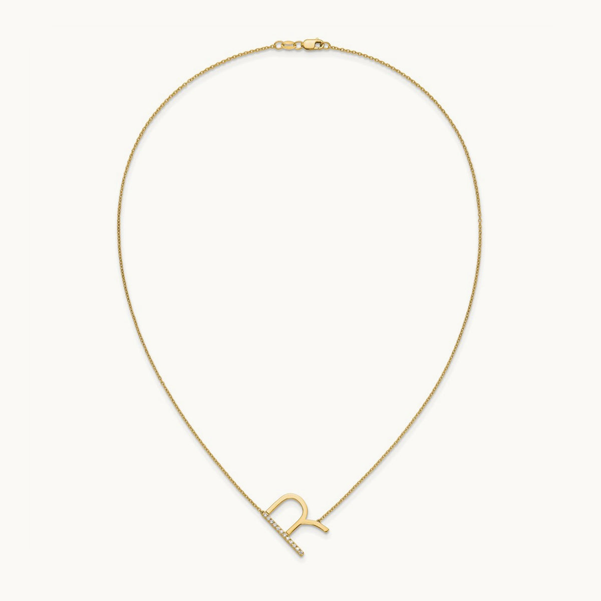 Sideways Diamond Necklace — 14K Yellow Gold, R