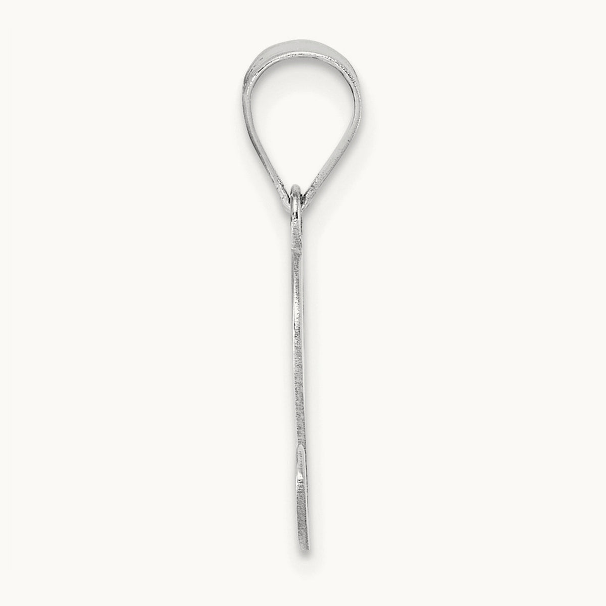 Polished Script Initial Pendant — 14K White Gold, S