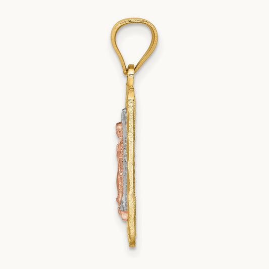 w/White Rhodium D/C Lady of Guadalupe Pendant, 14K Two-tone