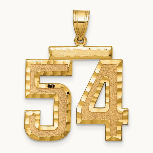 Large Brushed Diamond-cut Number 54 Charm, 14K