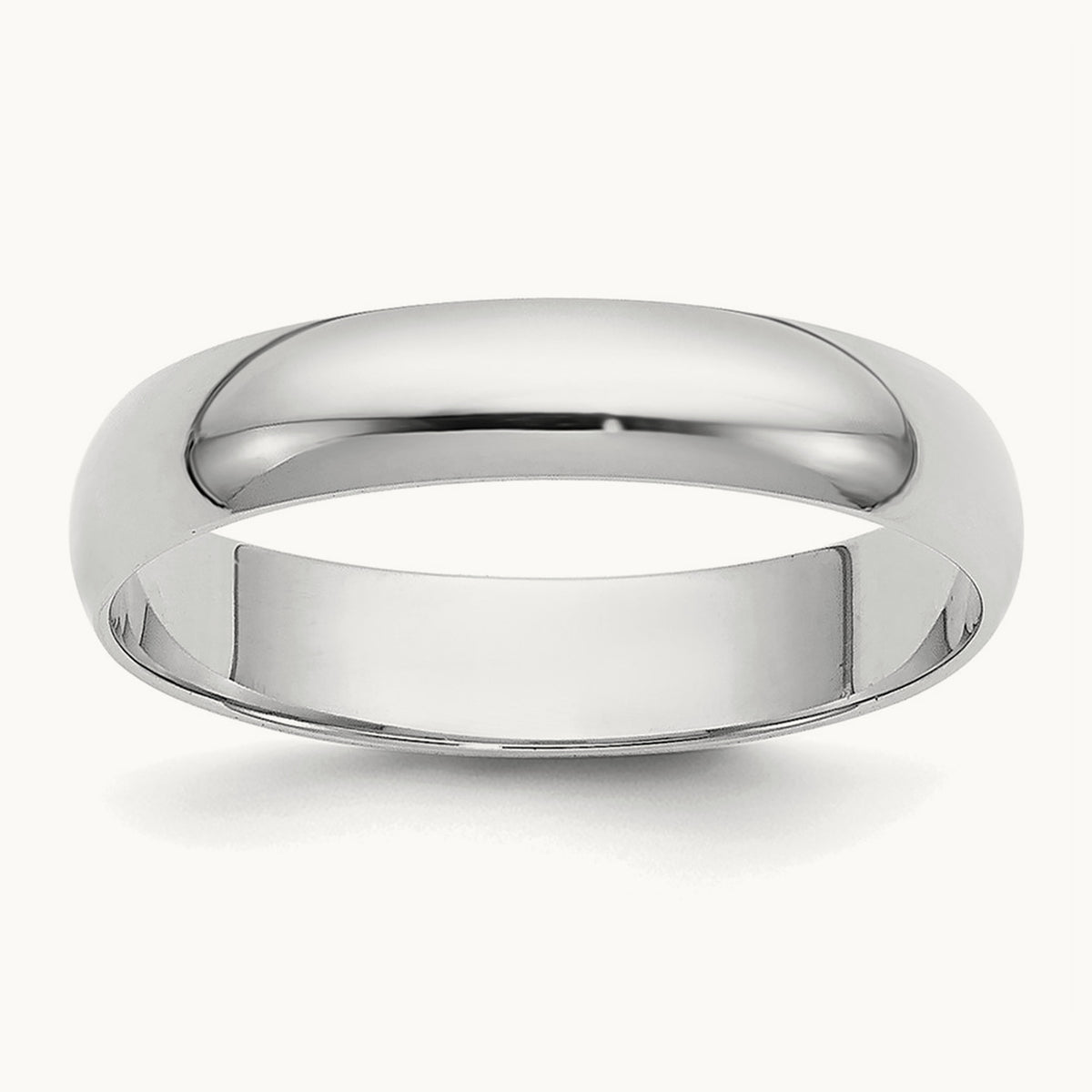 Lightweight Half Round Band, 3.5mm, 10K White Gold