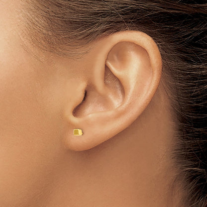 Square Stud Earrings — 14K Yellow Gold