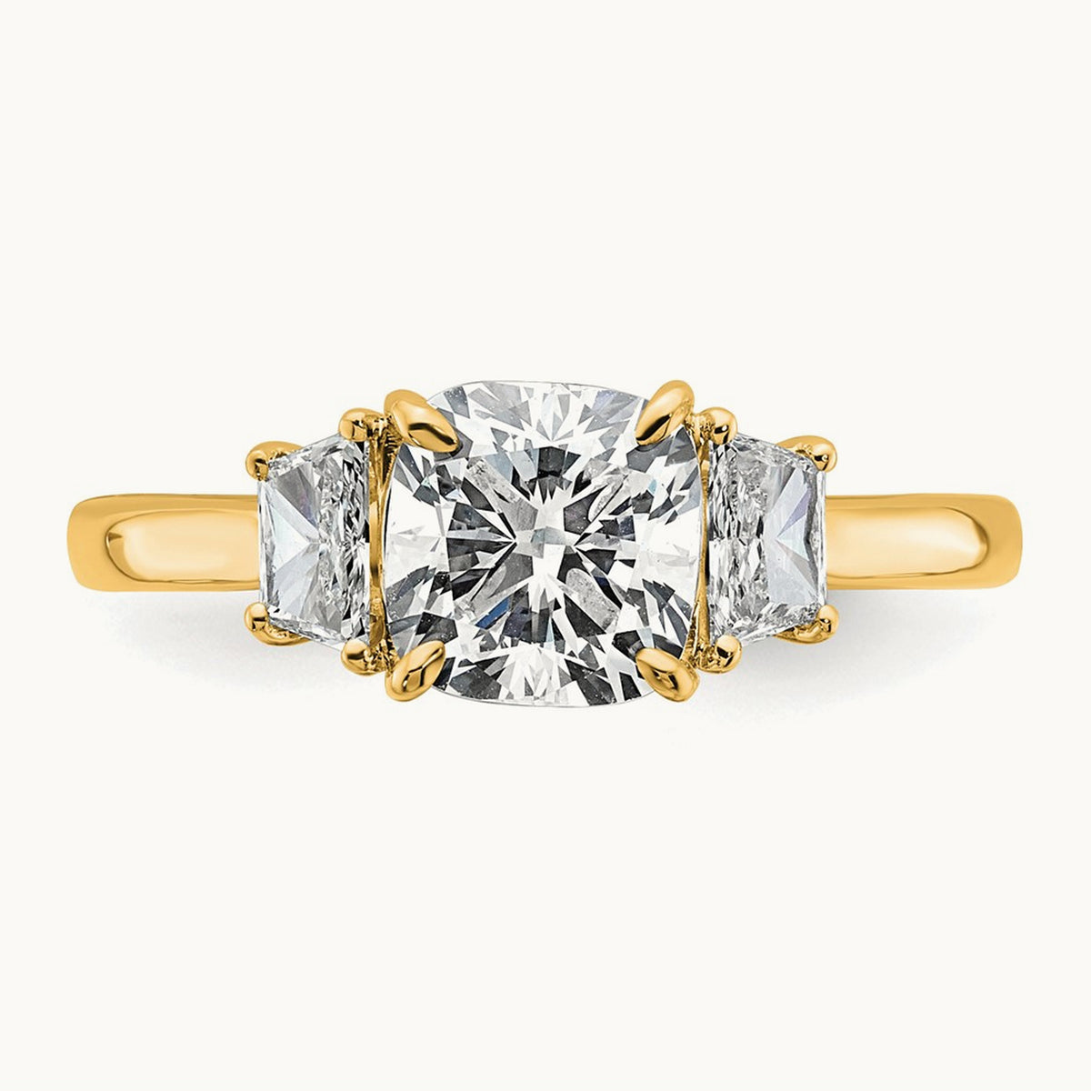 Cushion & 1/2 Moon Engagement Ring, 1.25-3.75 ct tw Lab-Grown Diamond — 1 7/8 ct, 14K Yellow Gold