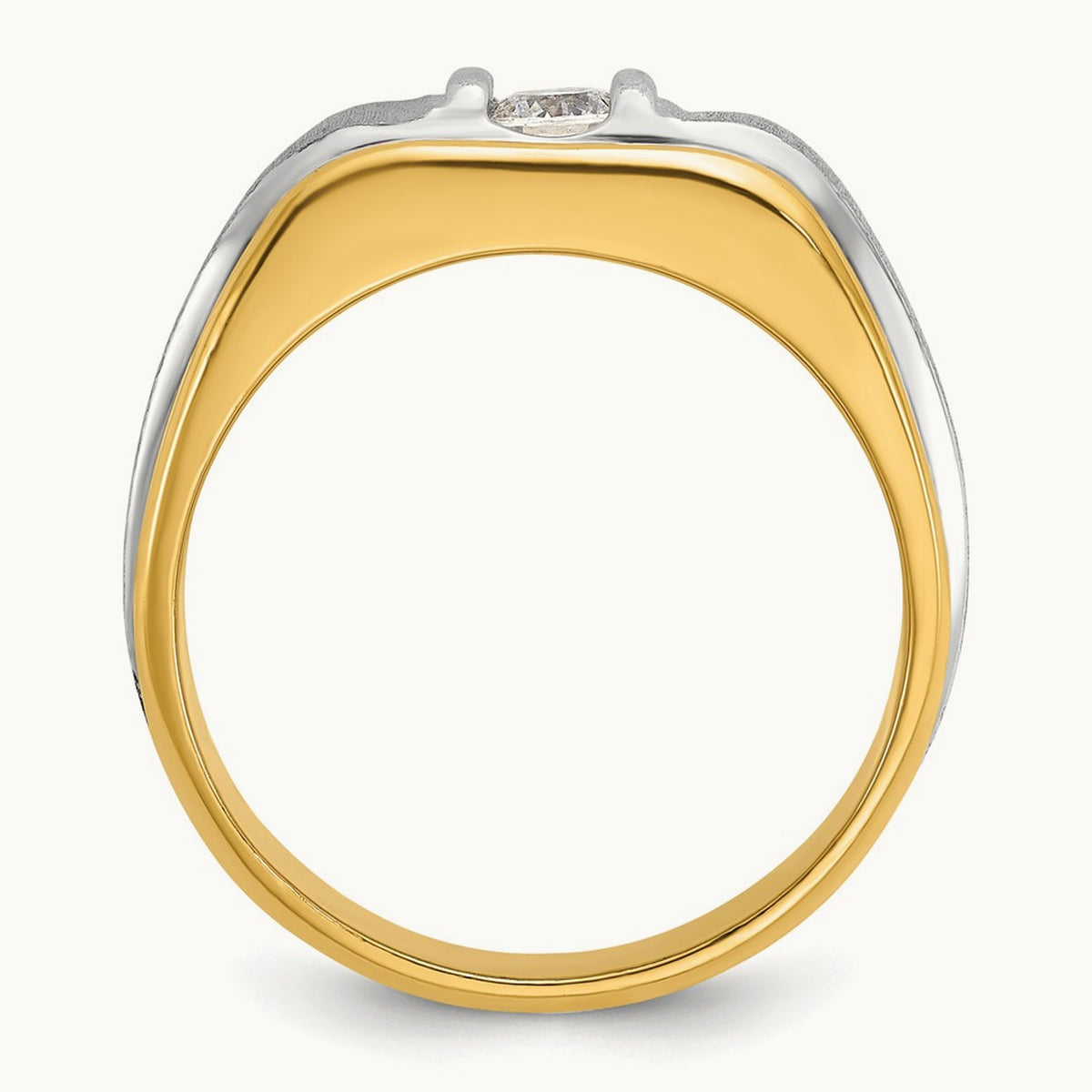 IBGoodman Men's Polished and Satin Diamond Complete Ring, 14K Two-tone