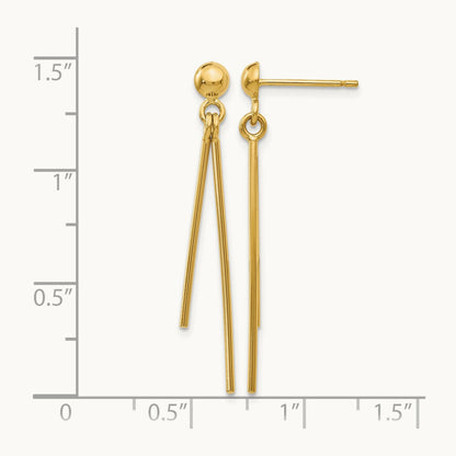 Polished Post Dangle Earrings — 14K Yellow Gold