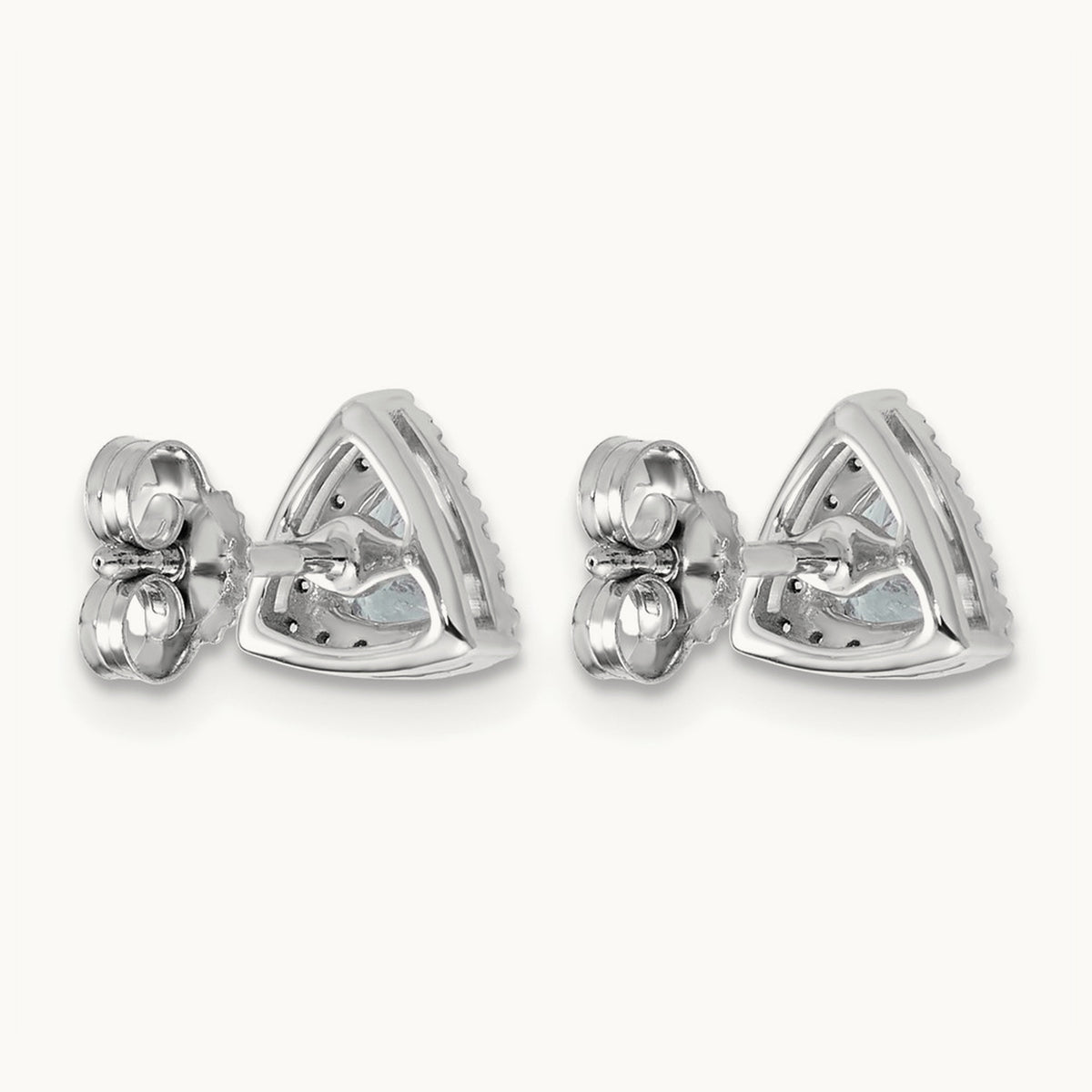 5/8ct Lab Grown Diamond VS/SI+ G+ Comp Trillion Halo Post Earrings, 14K White Gold