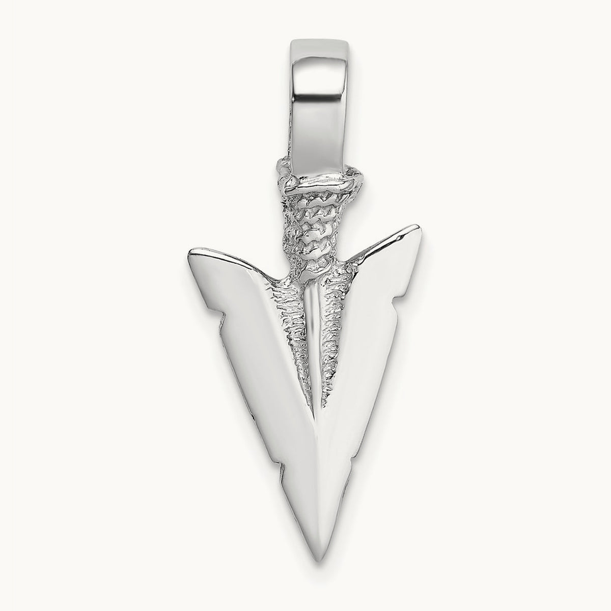 3-D Arrowhead Charm — 14K White Gold