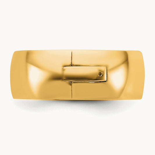 CLIQ Hinged Half Round Wedding Band, 8mm, 14K Yellow Gold
