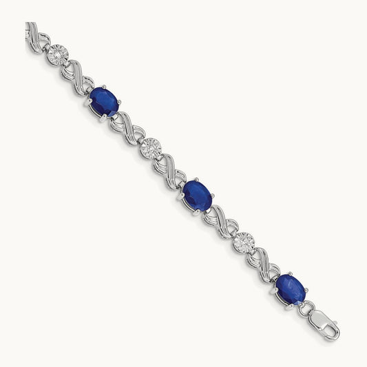 Diamond and Sapphire Infinity Bracelet — 14K White Gold