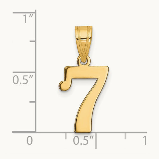 Polished Number 7 Pendant — 14K Yellow Gold, 16.85mm