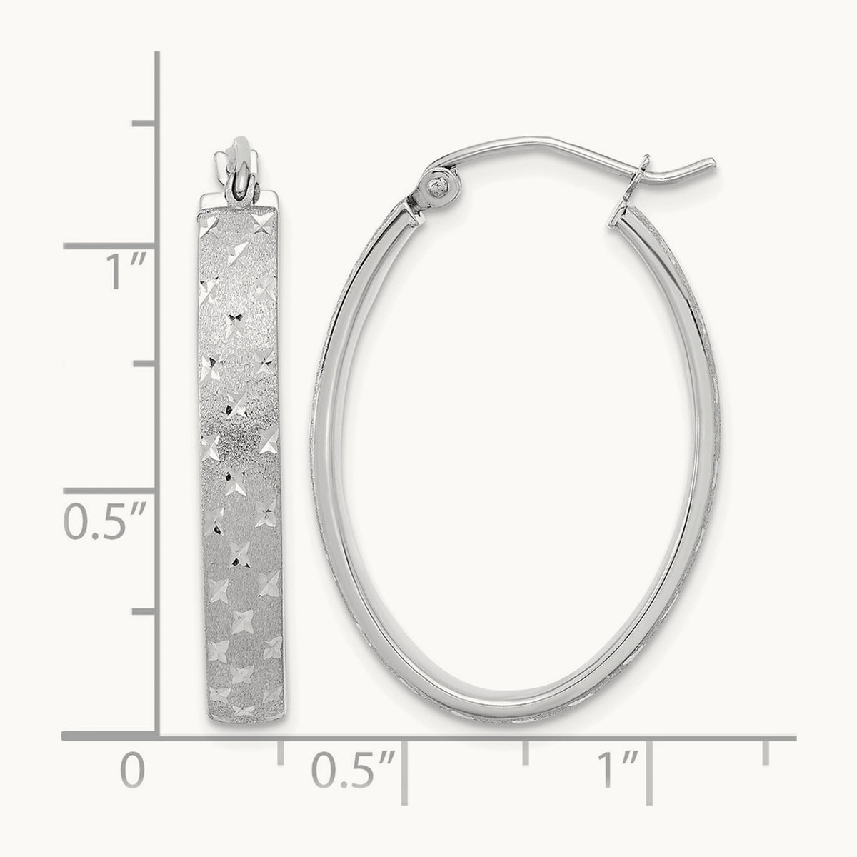 Polished Satin Diamond-cut Hoop Earrings — 14K White Gold, 20.75mm