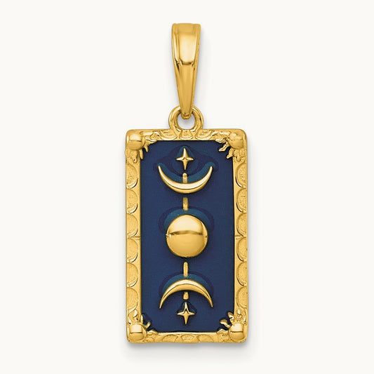 Polished Enamel Moon Cycle Charm, 14K