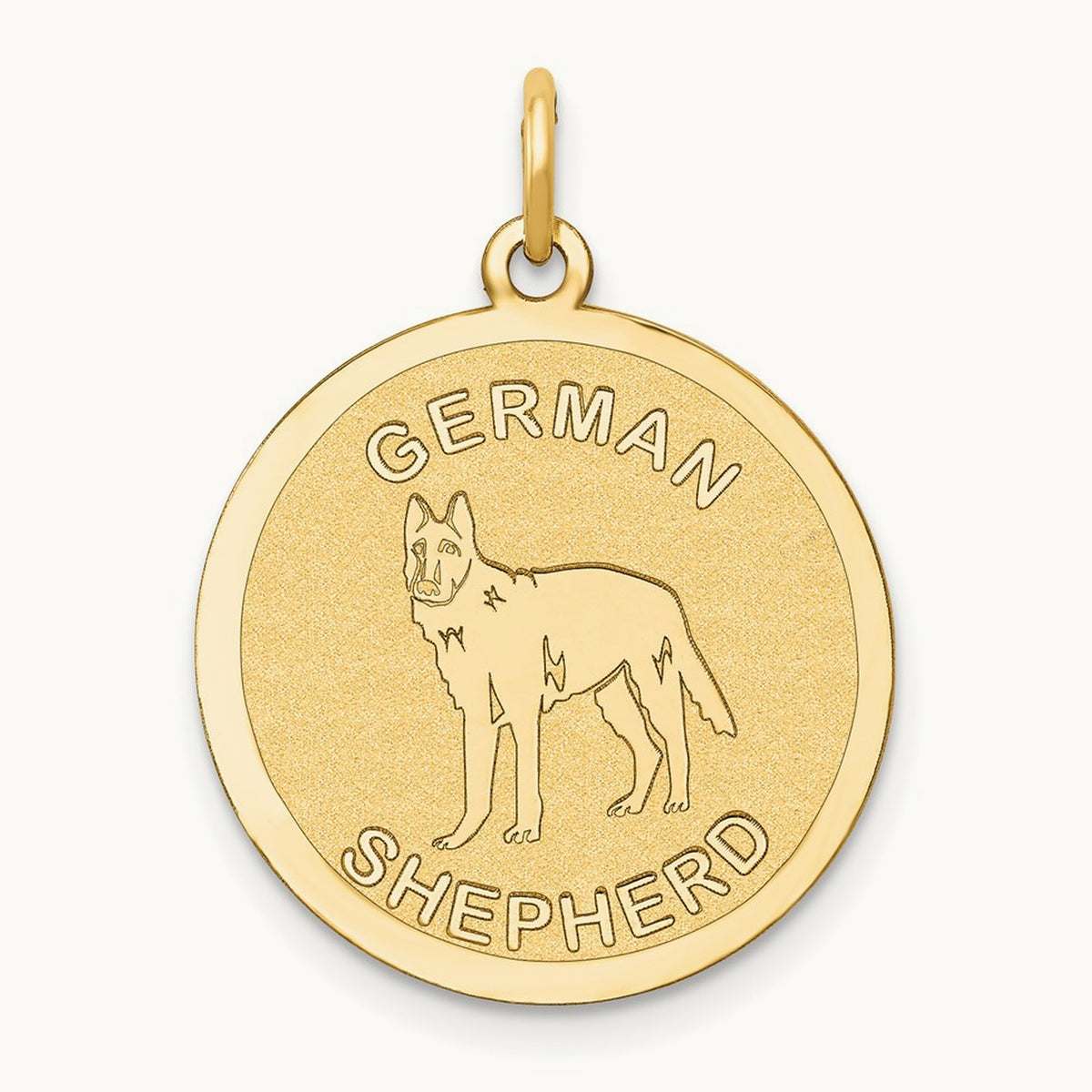 German Shepherd Disc Charm, 14K