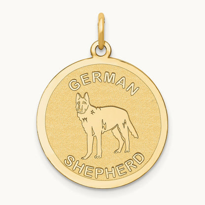 German Shepherd Disc Charm, 14K