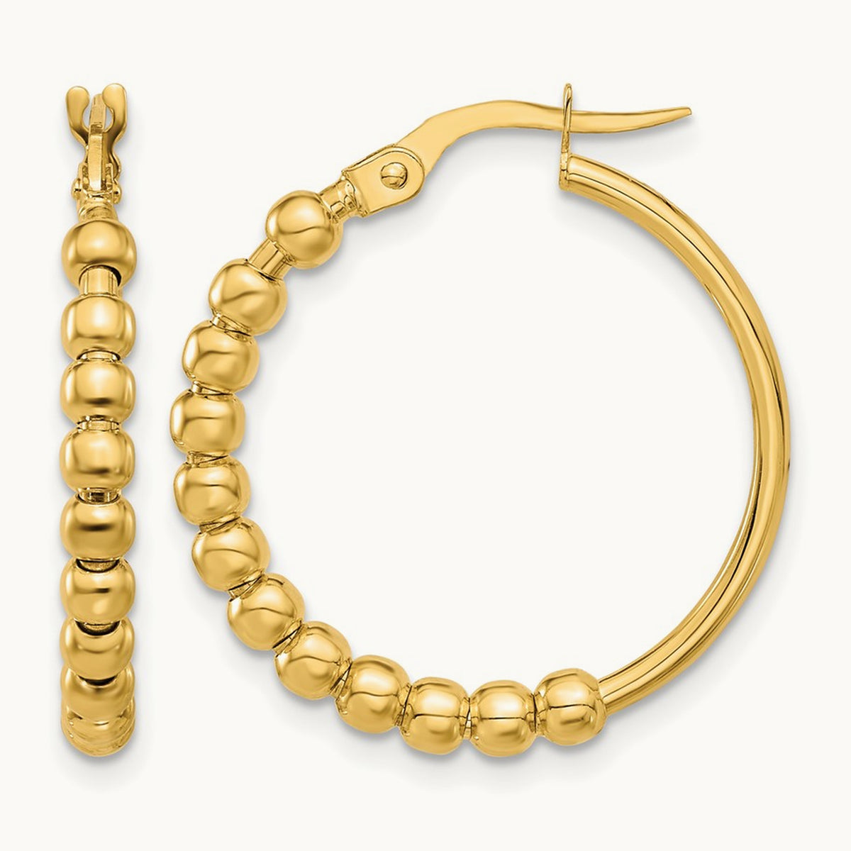 Polished Beaded Hoop Earrings — Leslie's — photo set