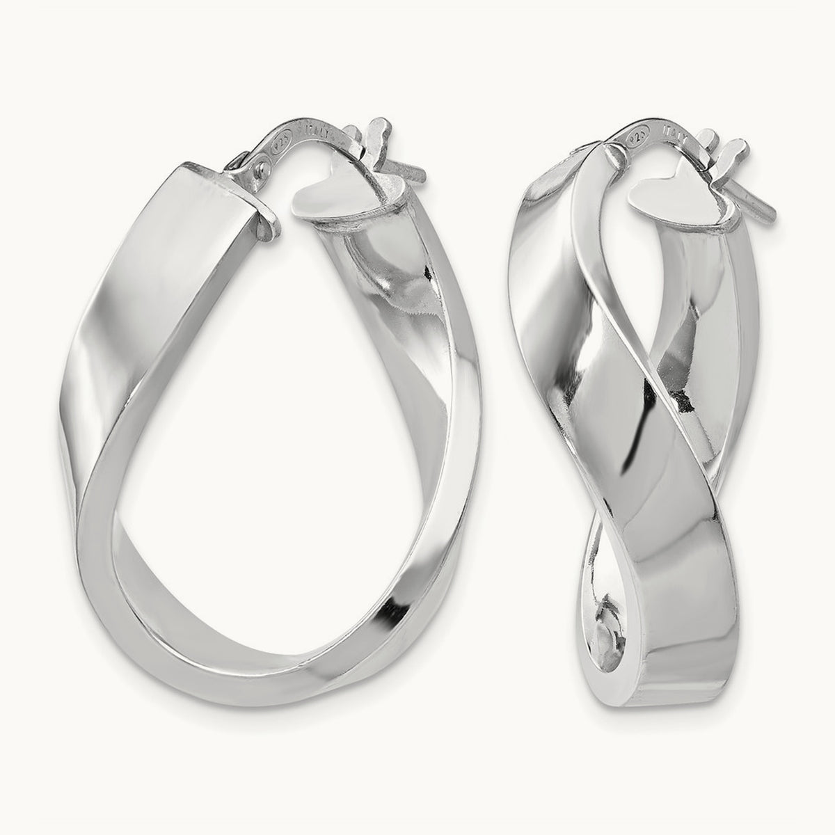 RH-plated Polished Twisted Hoop Earrings, Sterling Silver — Leslie's
