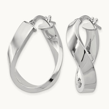 RH-plated Polished Twisted Hoop Earrings, Sterling Silver — Leslie's