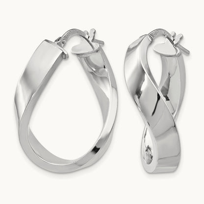 RH-plated Polished Twisted Hoop Earrings, Sterling Silver — Leslie's
