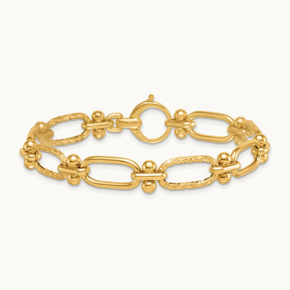 Polished Open Textured Fancy Link Bracelet, 14K