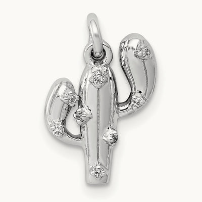 .03ct. Diamond Cactus Pendant, 14K White Gold