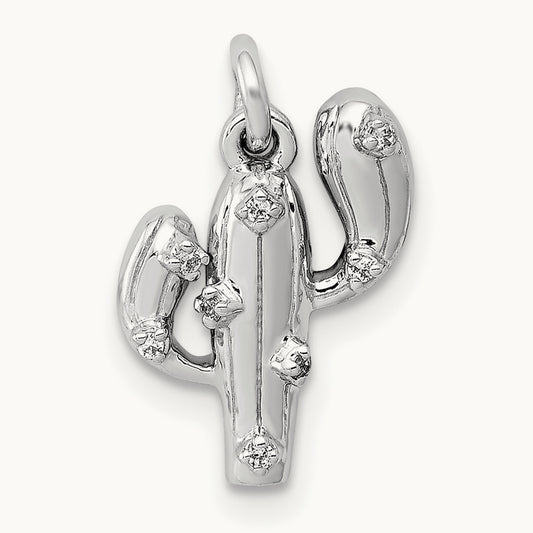 .03ct. Diamond Cactus Pendant, 14K White Gold