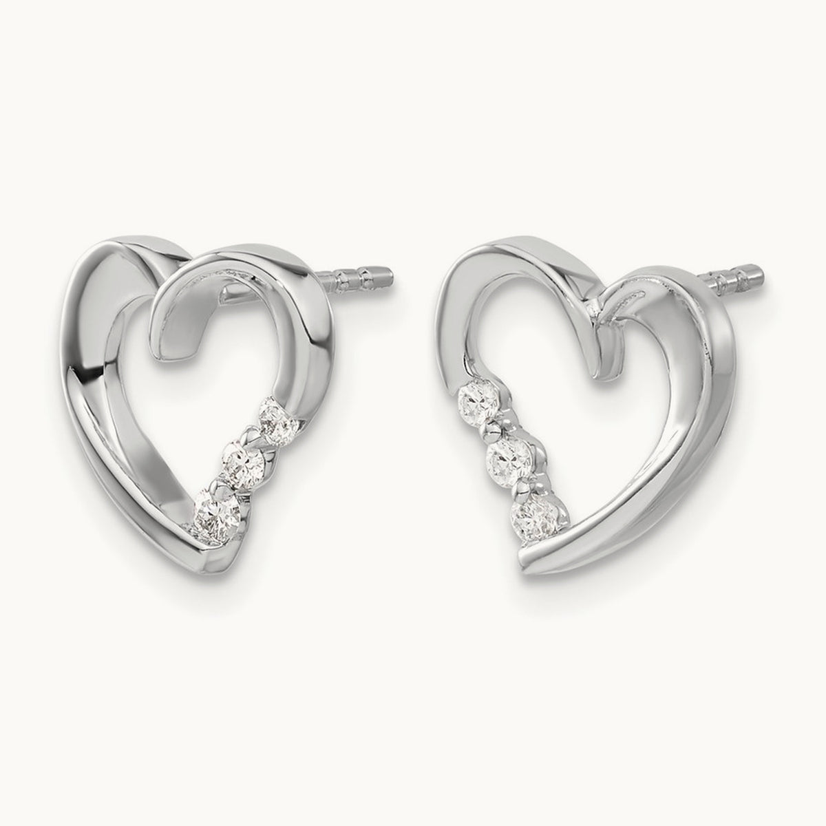 Diamond Heart Post Earrings — photo set