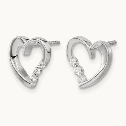 Diamond Heart Post Earrings — photo set