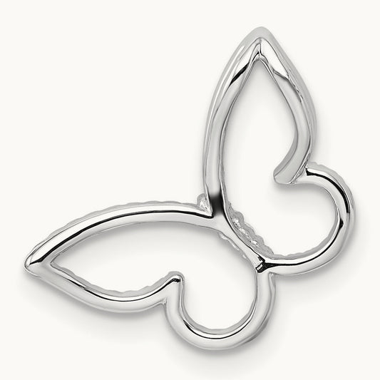 Polished Butterfly Diamond Chain Slide, 14K White Gold