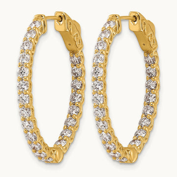 Oval in/Out Safety Clasp Hoop Earrings, 2.75 ct tw Lab-Grown Diamond