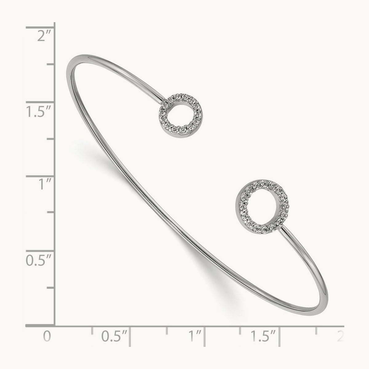 Diamond Circles Flexible Cuff Bangle, 14K White Gold