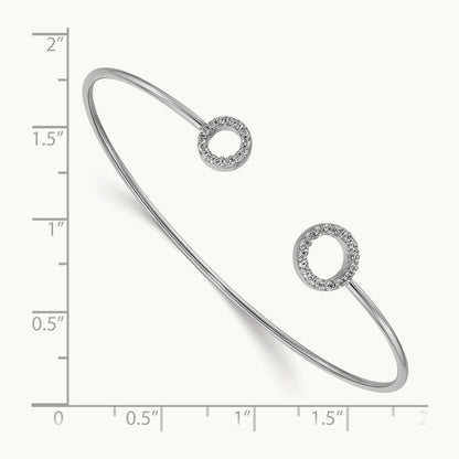 Diamond Circles Flexible Cuff Bangle, 14K White Gold