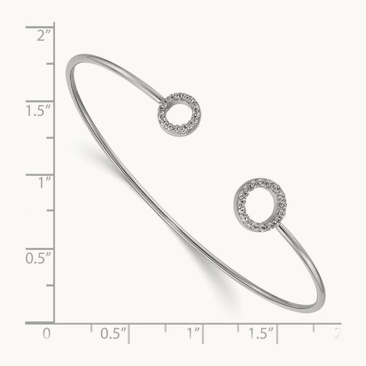 Diamond Circles Flexible Cuff Bangle, 14K White Gold