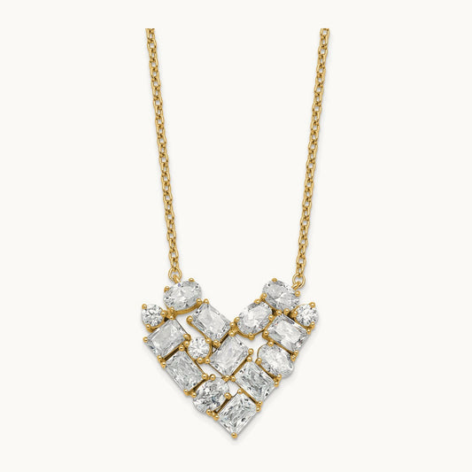 Cluster Heart Necklace, 1.25 ct tw Lab-Grown Diamond — 14K Yellow Gold