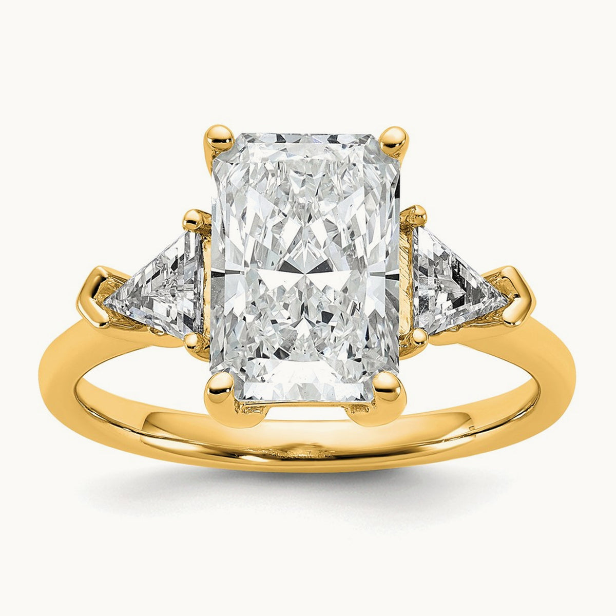 Radiant & Triangle Engagement Ring, 1.25-3.50 ct tw Lab-Grown Diamond — 3 1/8 ct, 14K Yellow Gold