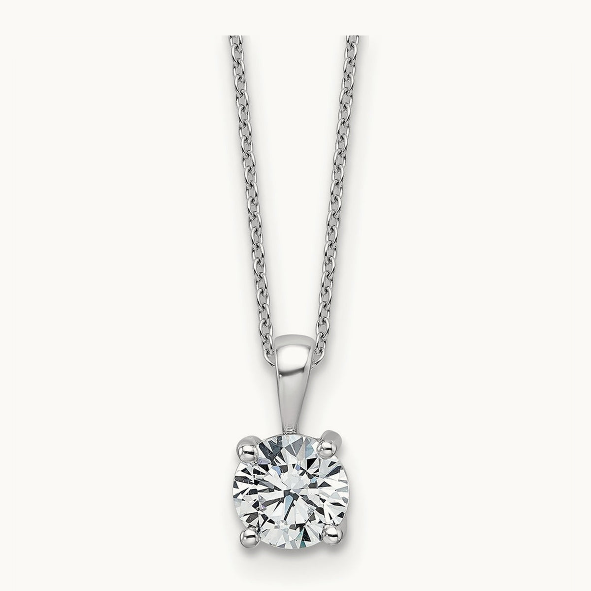 Four-Prong Pendant Necklace, 0.50-2.00 ct tw Lab-Grown Diamond — 1 ct, 14K White Gold