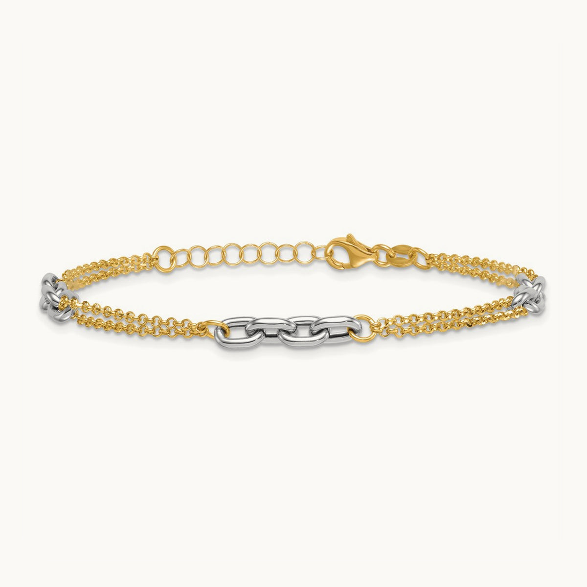 Polished 7.25in w/1in ext. Bracelet, 14K Two-tone