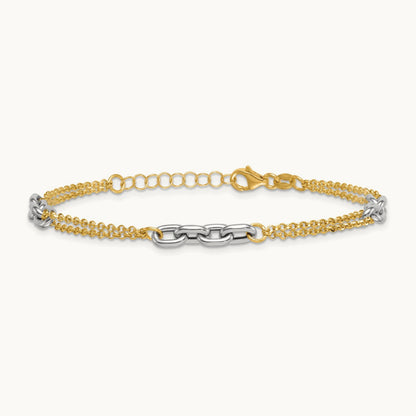 Polished 7.25in w/1in ext. Bracelet, 14K Two-tone