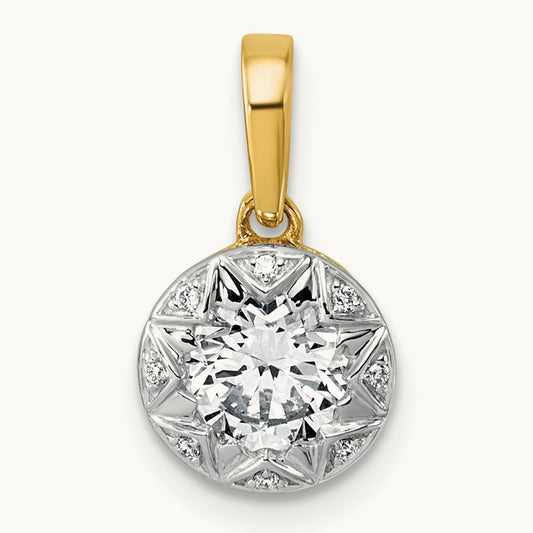 With Rhodium Round Center Pendant, 1.00 ct tw Lab-Grown Diamond