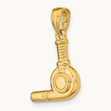 3-D Blow Dryer Pendant, 14K
