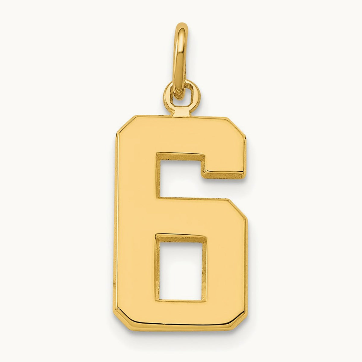 Medium Polished Number 6 Charm — 14K Yellow Gold, 17.75mm
