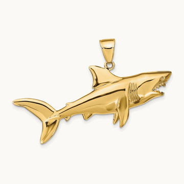Polished 3-D Shark Pendant, 14K